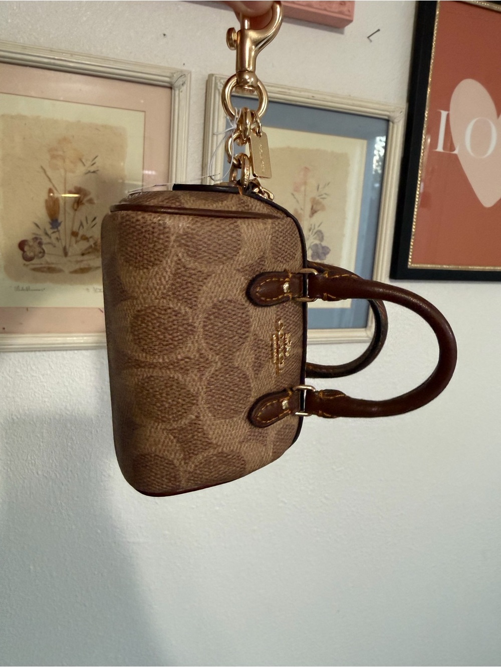 NWT Coach Mini Rowan Bag Charm in Signature Canvas - Picture 4 of 5